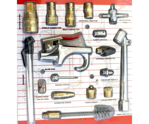 18pc Air Tool Compressor Blow Gun Chuck Pneumatic Accessory Kit